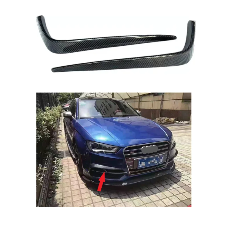 

Carbon Fiber Fog Light Eyelids Foglamp Trim For Audi A3 S3 Front Canards Vents 2014-2019