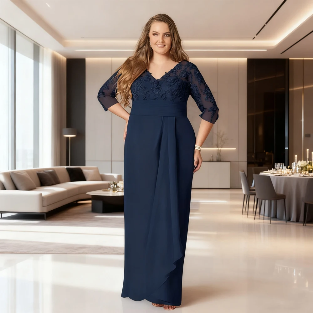 

Strapless Mother of Bride Dresses for Women 2025 Three Quarter Chiffon Wedding Party Dresses with Lace New Robe De Soirée