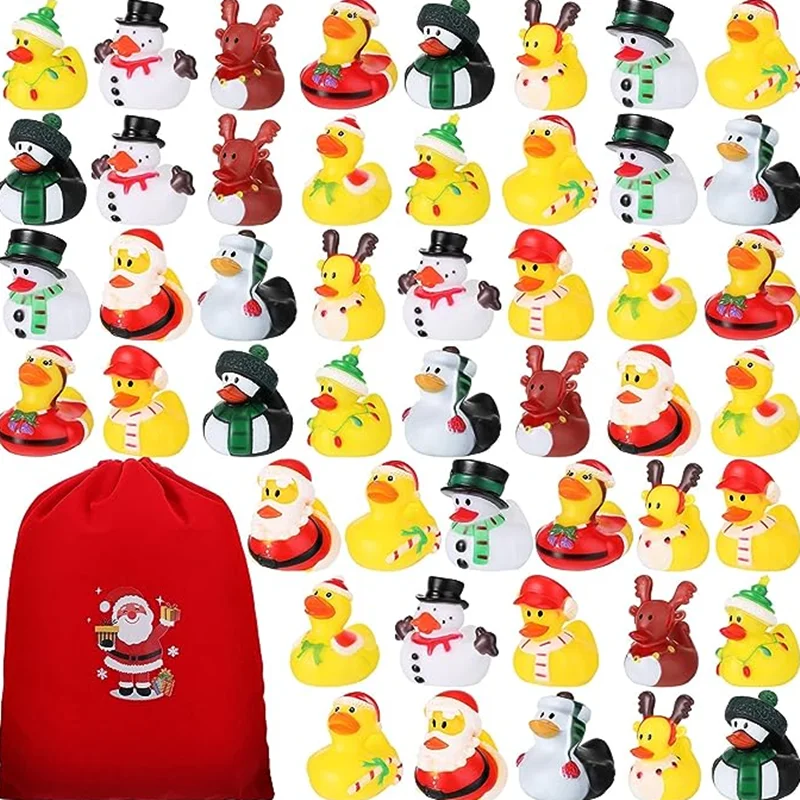 6-30 Stuks Kerst Rubber Eend Kinderen Baby Bad Speelgoed Eend Water Speelgoed Feest Decoratie Lijm Eenden Cadeau Voor Kinderen