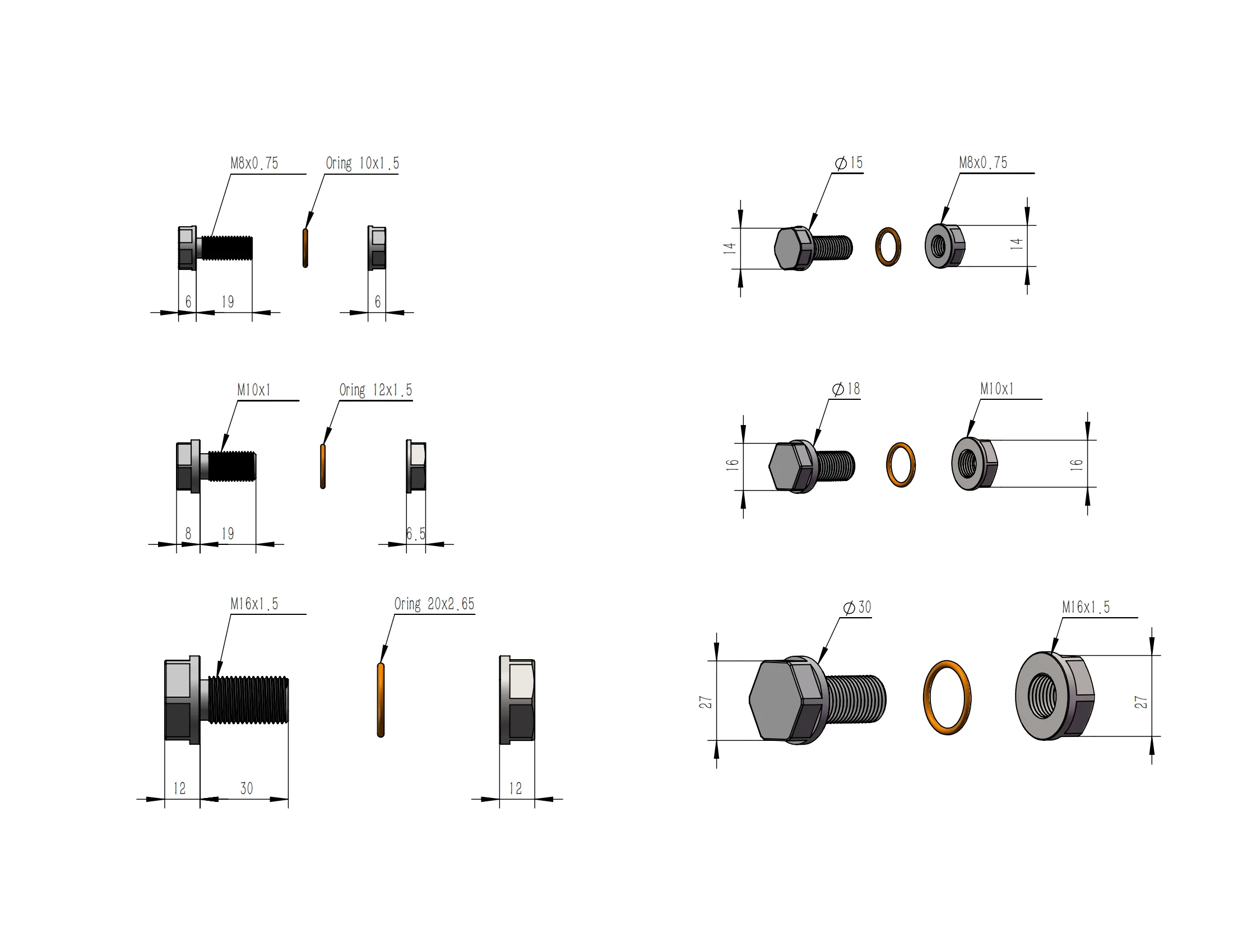 M8 M10 M16 Dichtungskammer passend wasserdichter Dichtungsbolzen Hydrocean Massive Schraube ROV Schottelement