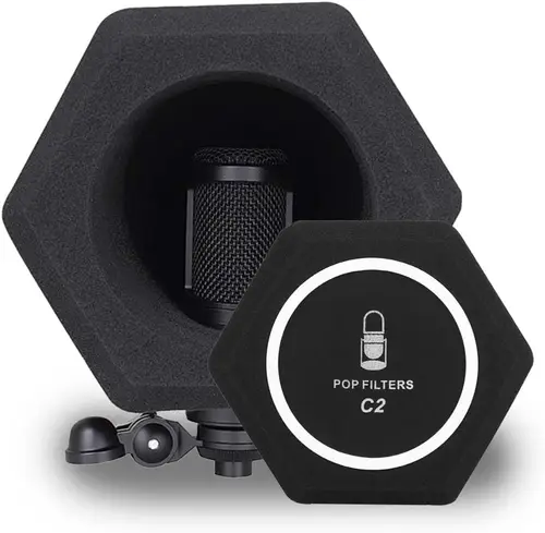 Micrófono Pop Filtro Viento Escudo Acústico Para Record Studios Mic Absorbente de Espuma Vocal Aislamiento Bola