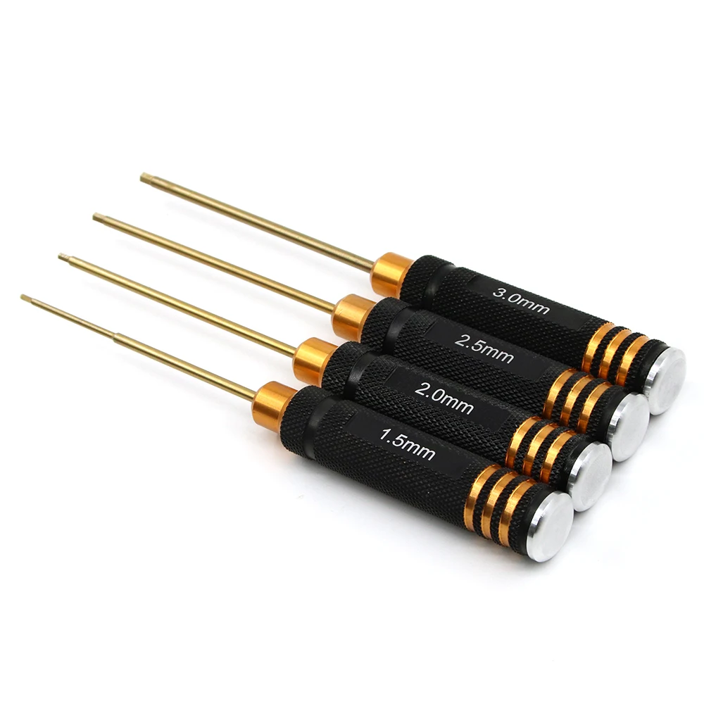 

4 Pcs/set Titanium Plating 1.5/2/2.5/3mm Hexagon Screwdriver Screw Driver Tool Kit for RC Model Car Boat Airplane