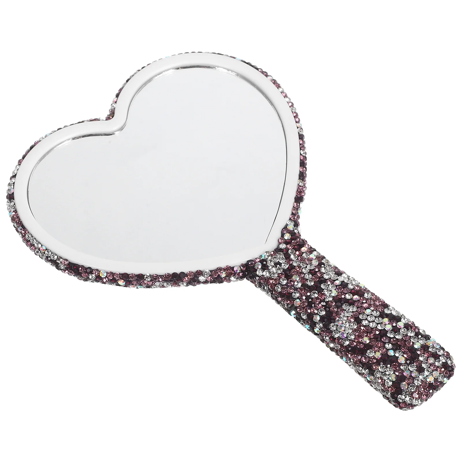 

Mirror Handle Heart Compact for Women Glitter Handheld Decorative Makeup