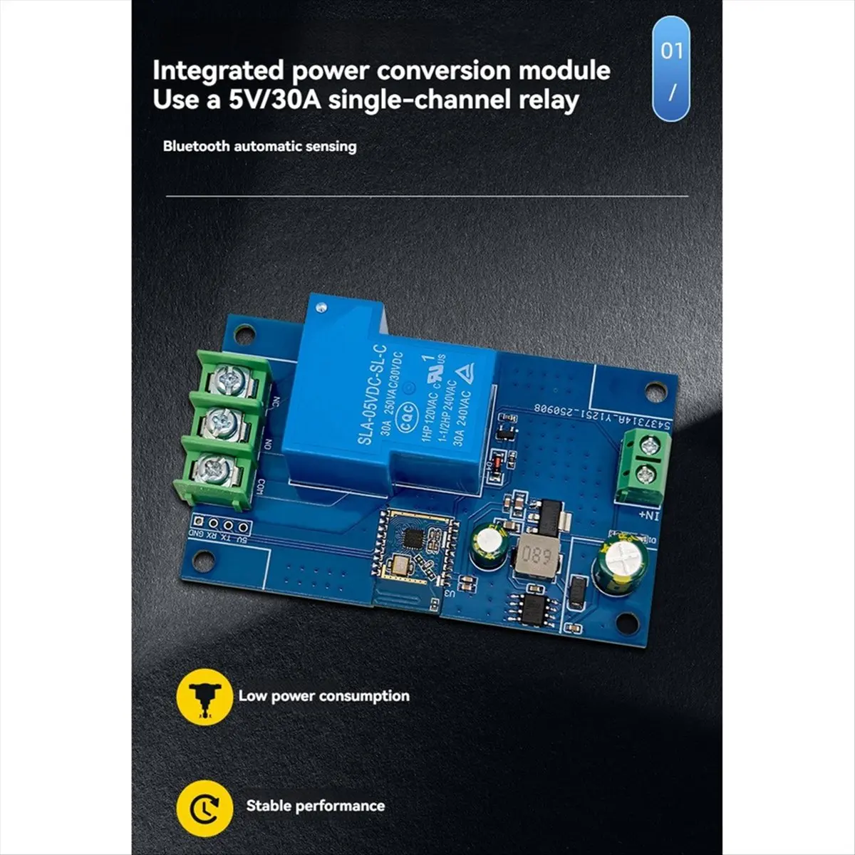 A72Z Bluetooth Proximity Switch Single-Channel 30A Relay Module, Sensor Switch, Unlock with Phone Approach, 5-32V Input