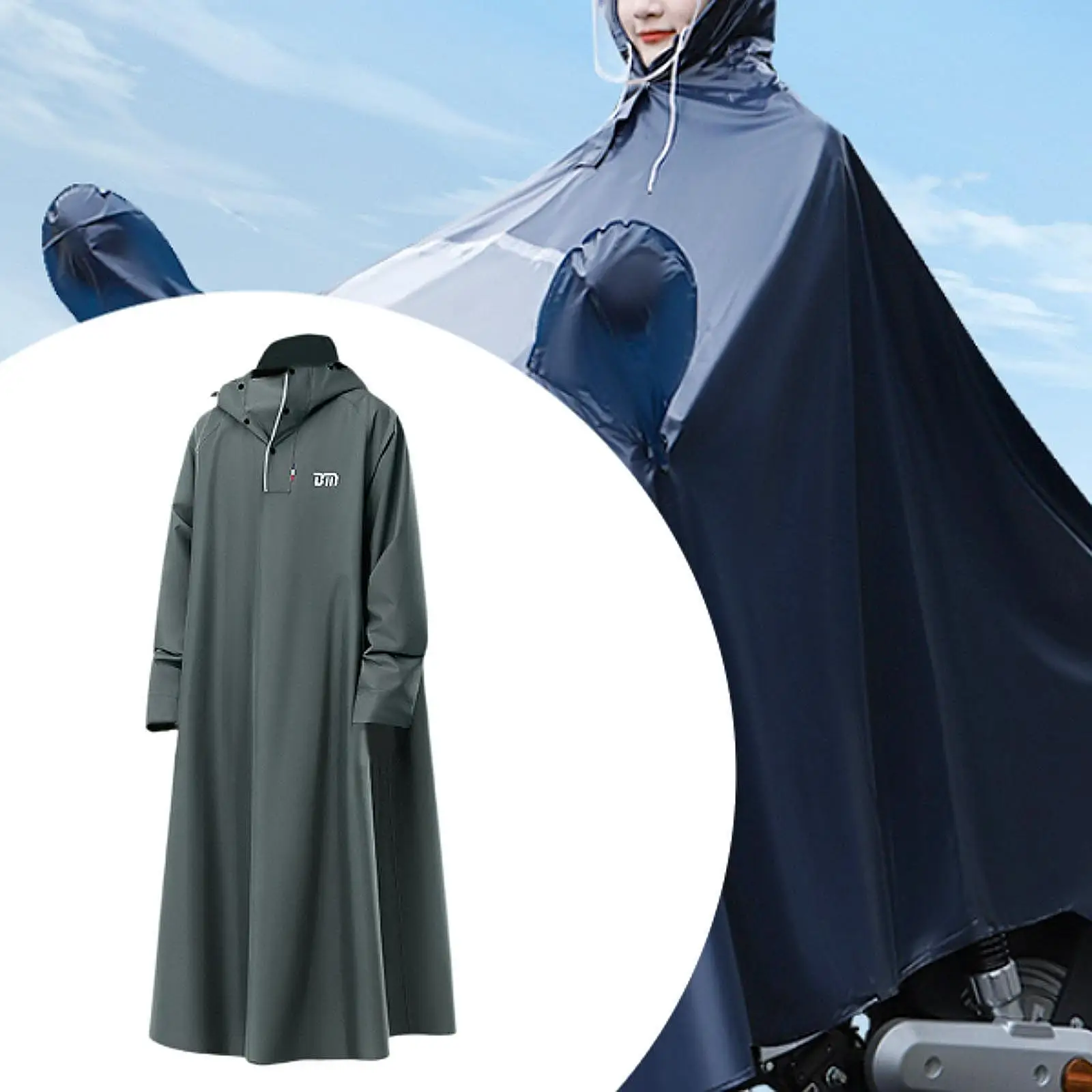 ロングレインコート 防雨 レインウェア レインケープ スポーツイベント 旅行 サイクリング用 142cm