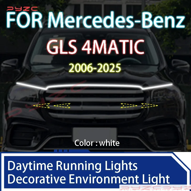 For	Benz GLS 4MATIC 2006-2025 New upgrade LED Daytime Running Light Scan Starting Car Hood DRL Guide Decorative Ambient Lamp 12V