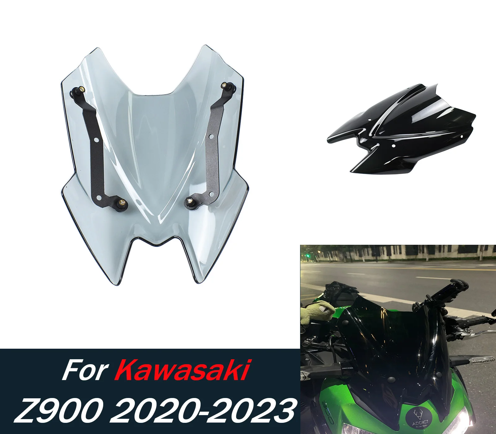 

For Z900 Wind Screen Deflectors For Kawasaki Z900 2017-2010 2021 2022 2023 Windshield Windscreen Motorcycle Aaccessory