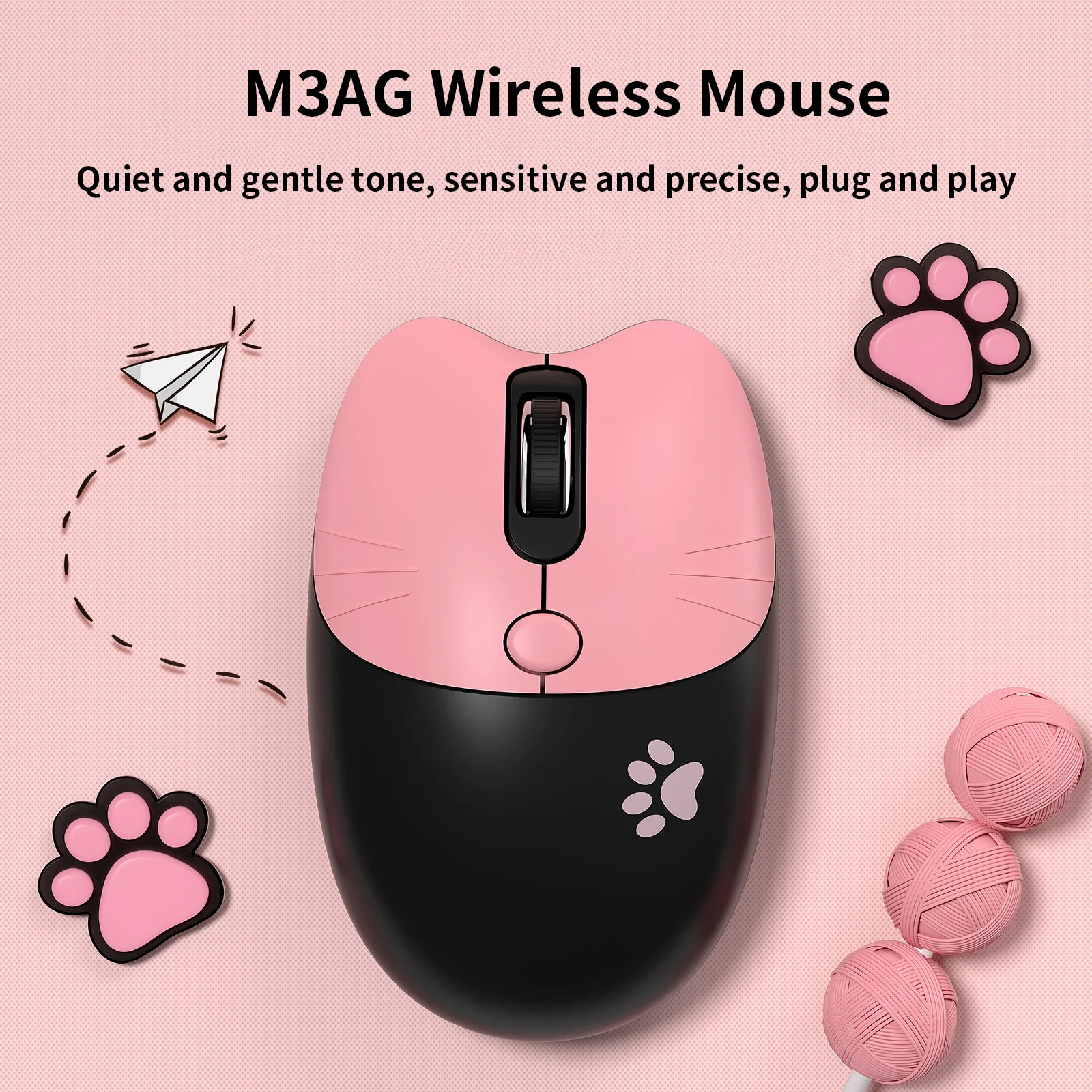 Wireless Cat Claw Cartoon Mouse Light Weight Mute Button Plug And Play Resulotion Adjustable Office Use Suitable For Girl Mause