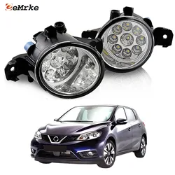 Upgrade Led Fog Lights Lamp Assembly DRL Car PTF Accessories for Nissan Pulsar Hatchback C13 VI Europe 2014 2015 2016 2017 2018