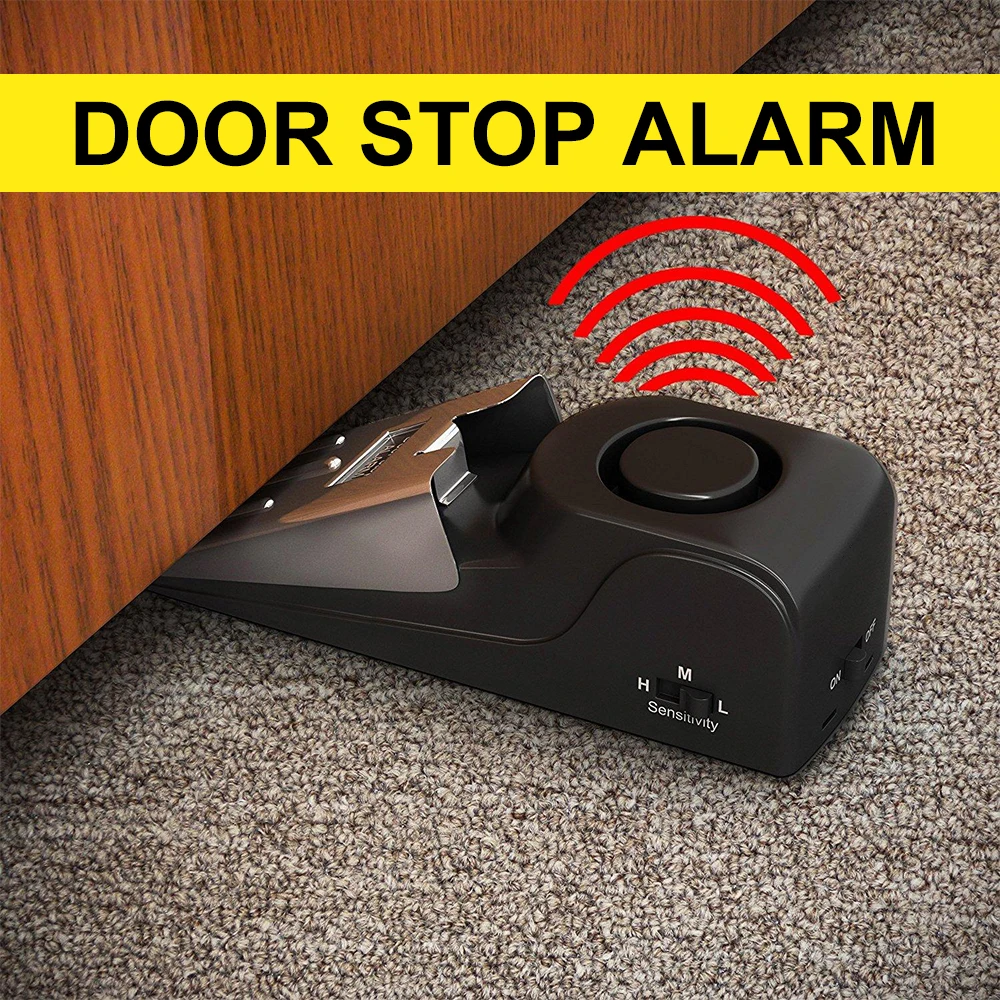 120 db Wireless Door Stop Stopper Alarm Block Blocking System Anti-theft Burglar Stop System Home Security Wedge Stopper Shaped