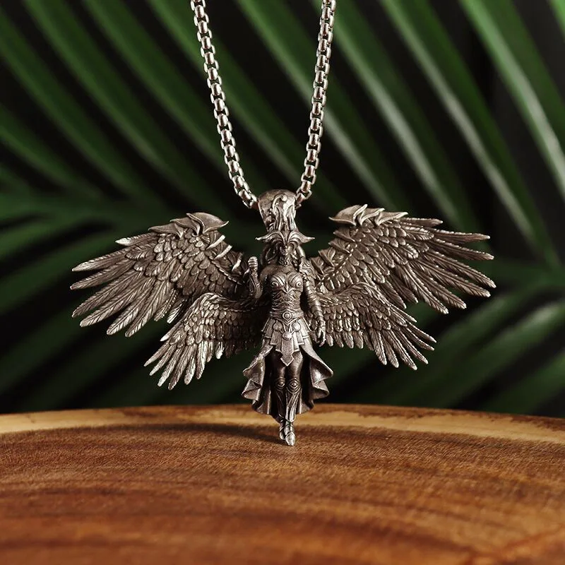 Classic Four Winged Angel Patronus Pendant Handmade Archangel Long Chain Necklace Men Women Jewelry Anniversary Gift