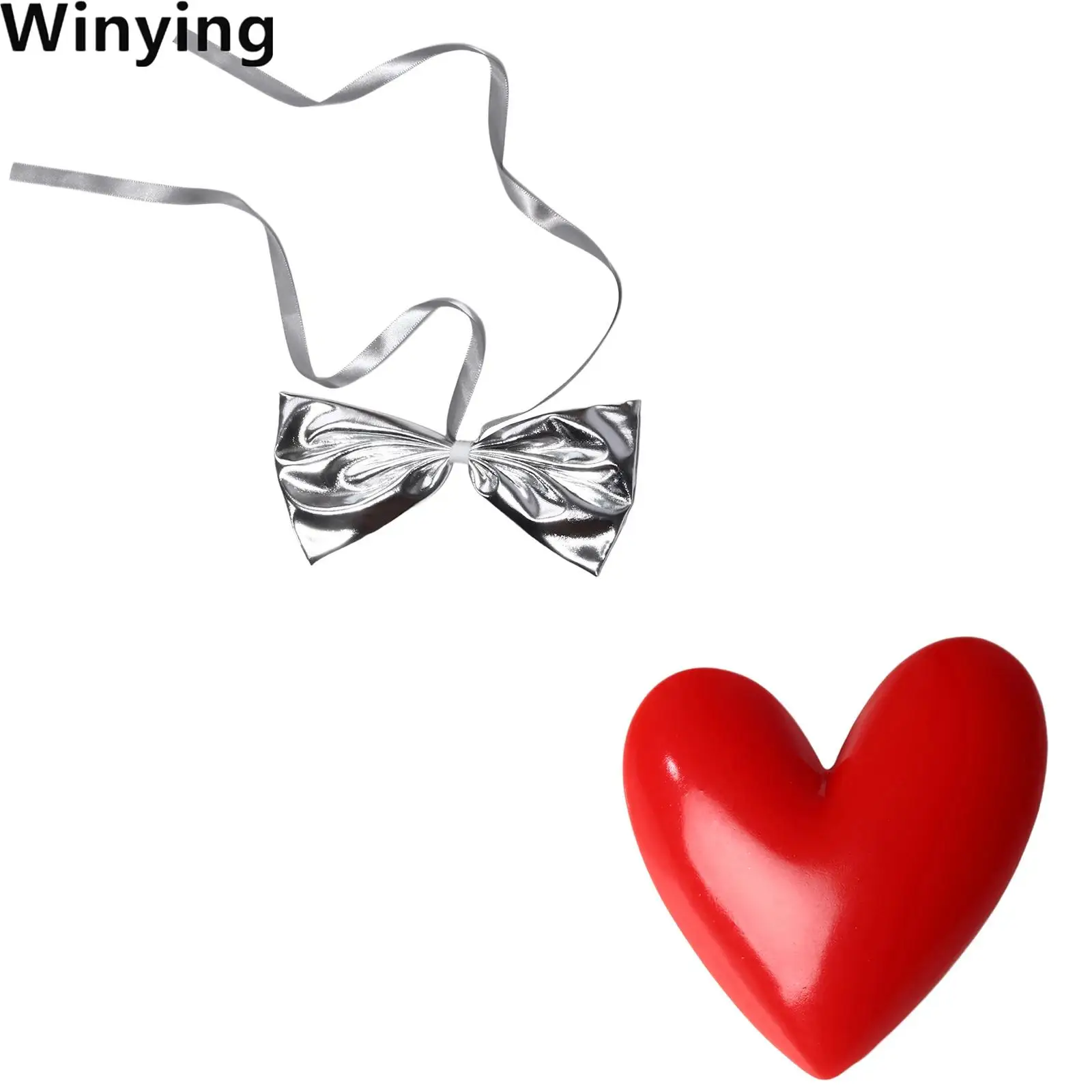 Women Bow Tie Heart-shaped Pin Costume Accessories for Halloween Events Stage Performances Carnivals Mardi Gras