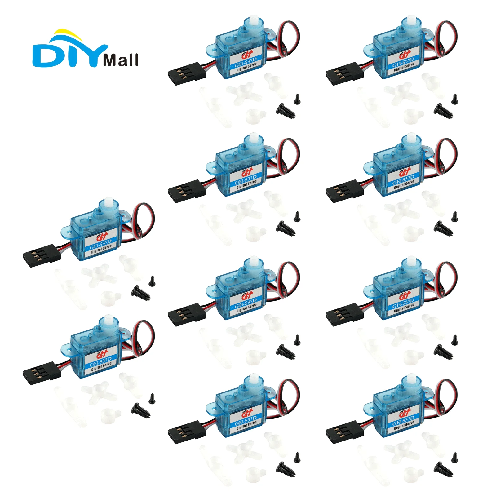 DIYmall GH-S37D Micro Digital Servo 3.7g Super Light 180 Degree for RC Aircraft/Helicopter/Boat/Car - 1/2/5/10 Packs