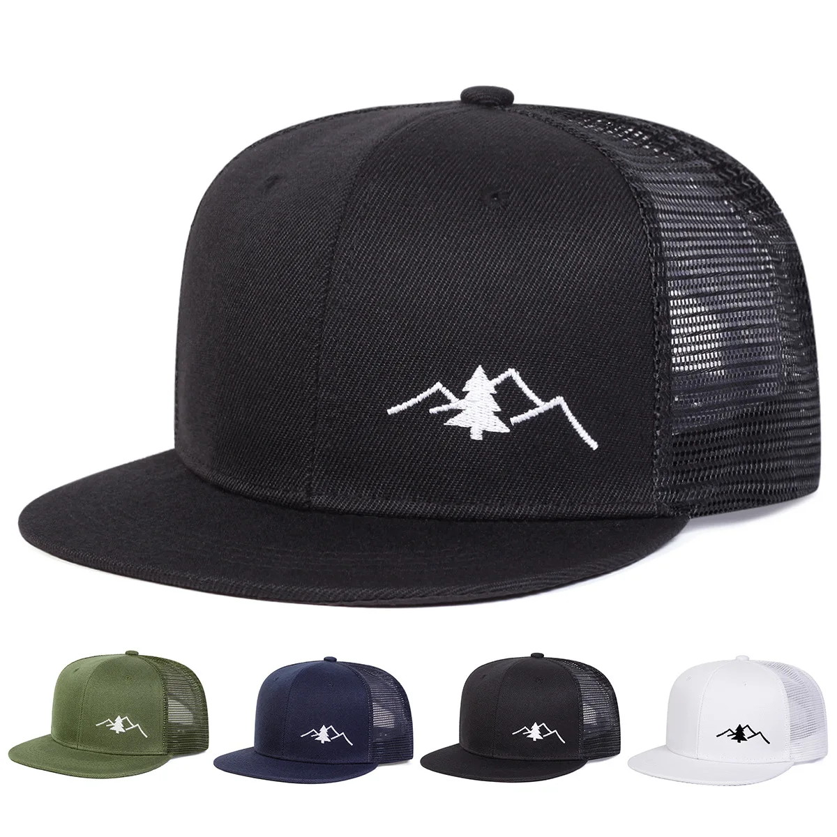 

Fashion Hip Hop Unisex Mountain Embroidery Hip-hop Net Hats Spring Summer Outdoor Adjustable Casual BaseballCaps Sunscreen Hat