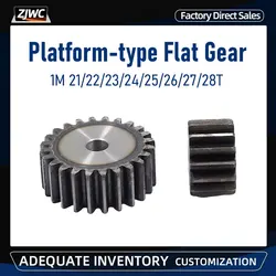 45 Carbon Steel Flat Teeth Gear 1 Module 21 22 23 24 25 26 27 28 Teeth Total Height 10mm Industrial Mechanical Transmission Gear
