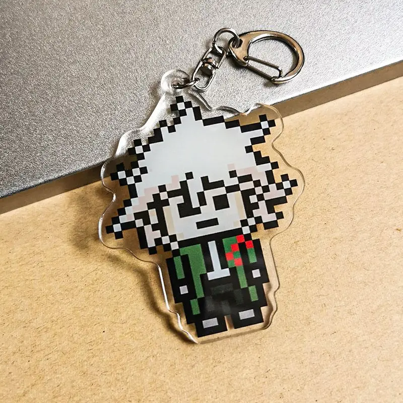 Hinata Hajime Nagito Komaeda Anime Keychain Danganronpa Pixel Style Acrylic Key Chain Woman Kawaii Bag Pendent Decor Accessories