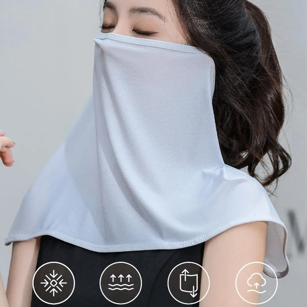 Women Neck Protection For Men Silk Scarf UV Protection Outdoor Cap Mask Sunscreen Veil Anti-uv Face Cover Scarf Sunscreen Mask