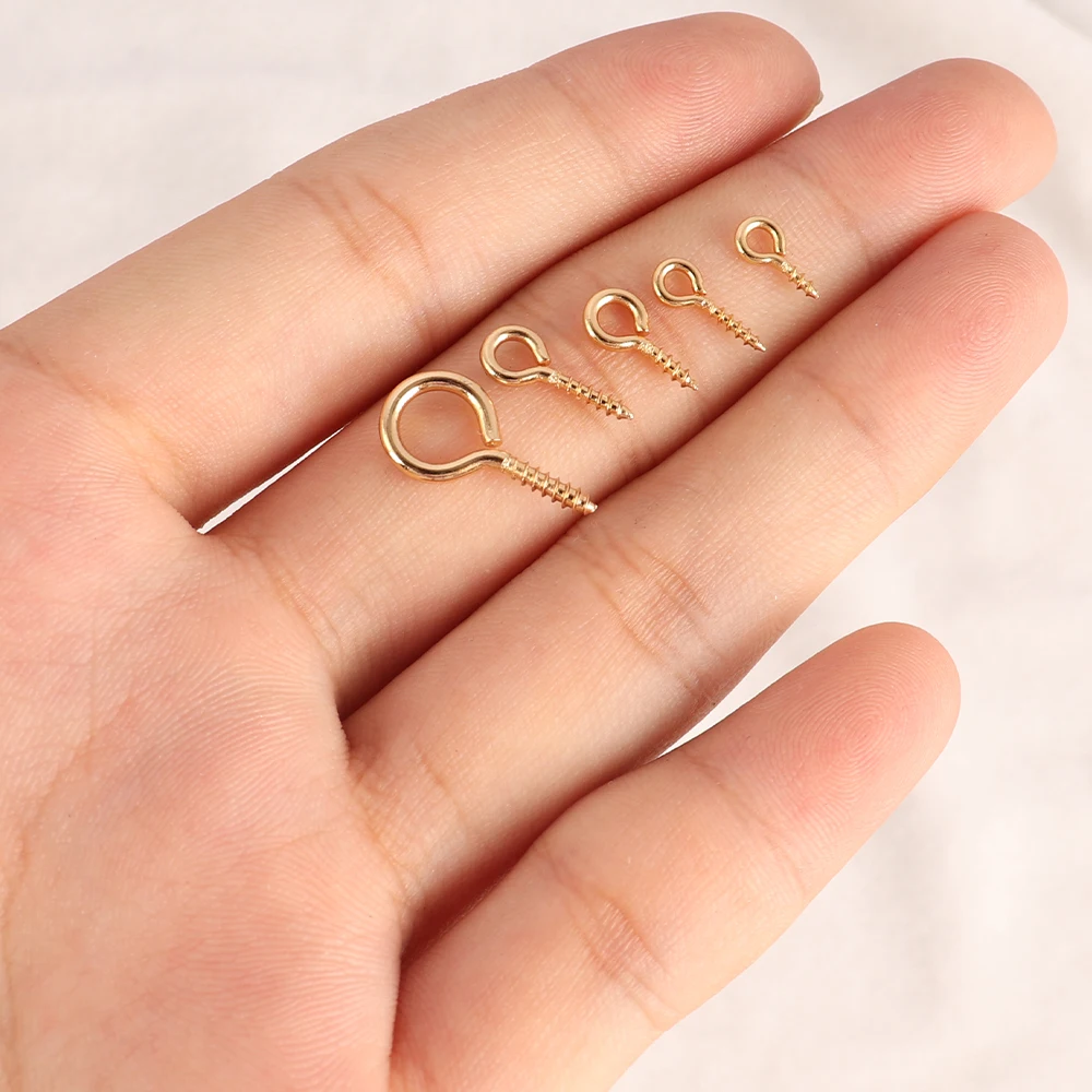 50pcs Stainless Steel Tiny Mini Eye Pins Eyepins Hooks Eyelets Screw Threaded Hook Jewelry Findings For Making DIY Accessories