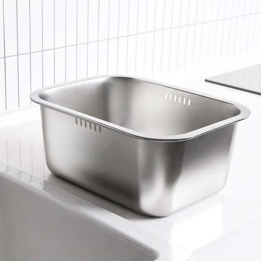 

Washingup Bowl 10Liters 2.64Gallons, Large Stainless Steel Dishpan, Multipurpose Kitchen Sink Bowl, Dish Tub, Vegetable Washing