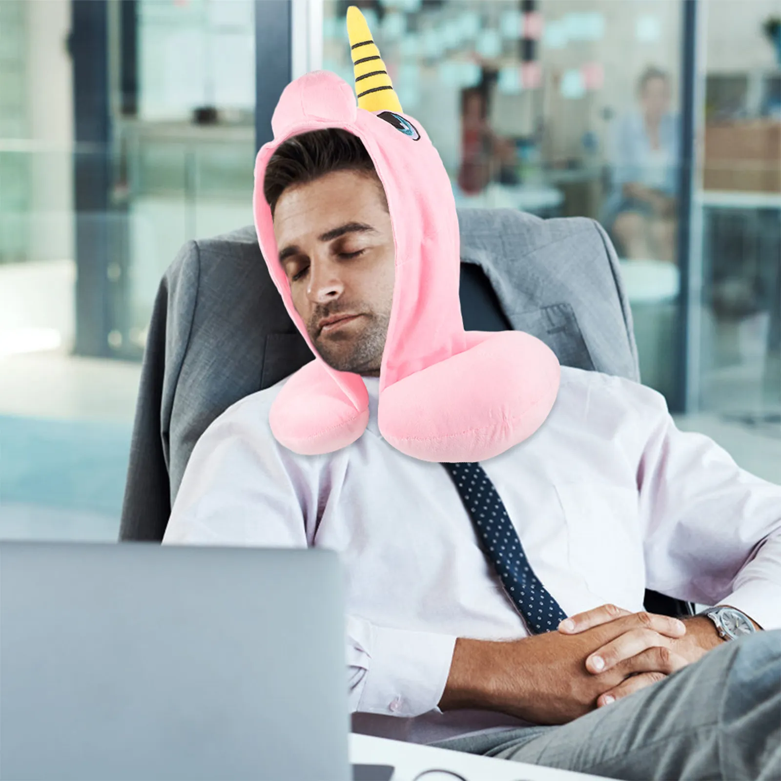 

U Shaped Travel Pillow Hooded Neck Support Comfortable Slow Rebound Memory Foam Airplane Car Train Sleep Cushion