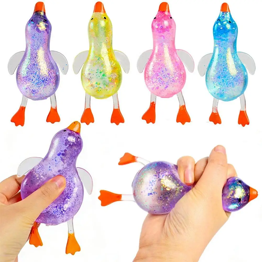 Glitzer-Enten-Squishy Stressabbau-Spielzeug | TPR-Material | Zufällige Farbe | Weiches Quetsch-Fidget-Spielzeug zur Angstlinderung | Tragbar – Detail 4