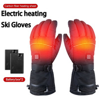 Skiing Eletric Heated Gloves With Battery Case Winter Warm Heated Gloves Waterproof Outdoor Motorcycle Ski Gloves Touch Screen