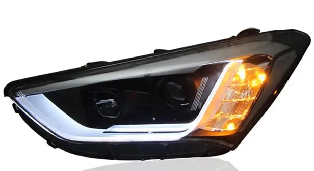 2pcs Car Styling for Hyundai ix45 Headlights 2013~2015 ix45 LED Headlight DRL Bi Xenon Lens High Low Beam Parking HID Fog Lamp