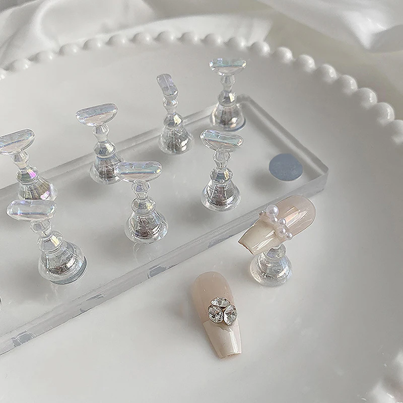 حامل ممارسة فن الأظافر من الأكريليك ، مجموعة قاعدة صف مزدوج ، ذهب ، فضي ، حامل سبيكة معدنية مغناطيسية ، أداة تجميل الأظافر ، ملحقات الأظافر ، الصالون