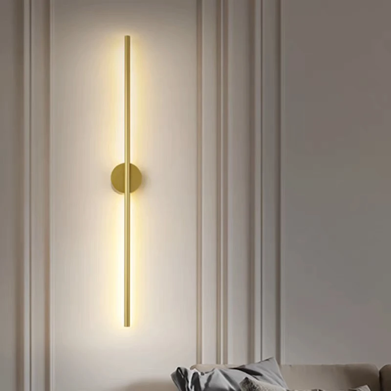 Moderna lampada da parete a LED in alluminio nero oro 60cm di lunghezza striscia luminosa per camera da letto comodino soggiorno divano Backwall decorazione per interni