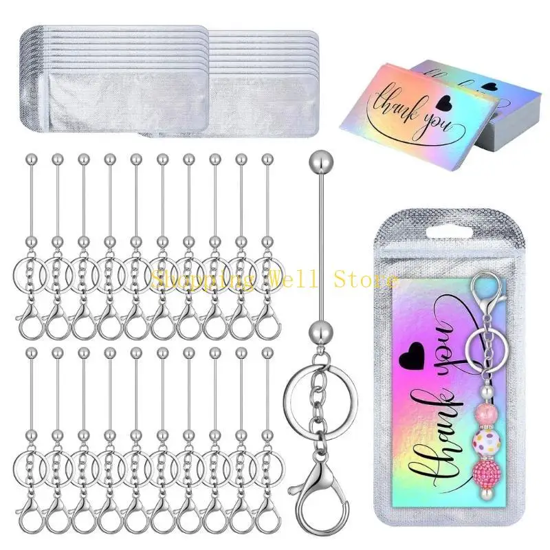 

KX4B 60Pcs Keychain Set with Resealable Bag and Appreciation Cards
