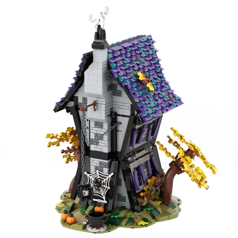 1912 PCS City Street Witches'House MOC ชุดตัวต่อแบบโมดูลาร์ ของเล่นเด็ก ดีไซน์แบบ DIY ของขวัญสำหรับเด็กผู้ชาย