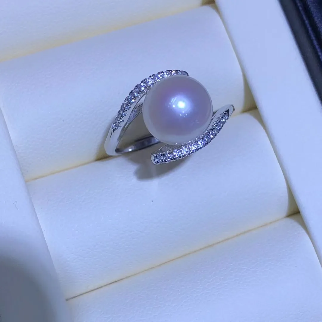 

Регулируемое кольцо из стерлингового серебра S925, настройки крепления, аксессуары, детали, фитинги для жемчуга 9-10 мм, 5 шт./лот