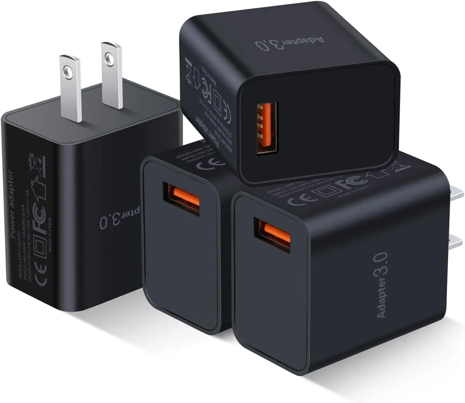 

Fast Charge 3.0 USB Wall Charger [4-Pack] 5V 3A 18W QC Power Adapter for iPhone Samsung Galaxy