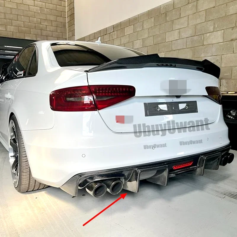 Für Audi A4 S4 B8.5 Limousine 4-Raster 2012–2016, hochwertiger Carbonfaser-Heckstoßstangen-Lippenspoiler, Diffusor-Schutz hinten