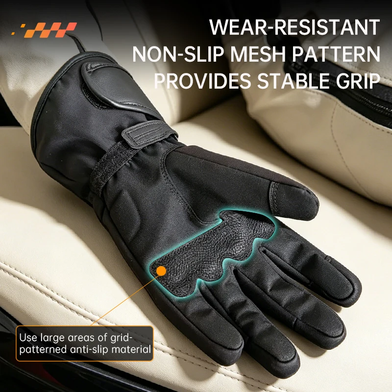 AMU G300 Winter Motorcycle Gloves - Windproof, Warm, Anti-Slip, Wear-resistant, Water-repellent, Carbon Fiber Protective Shell