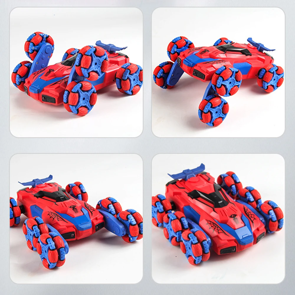 Spider 2.4G Wireless Remote Control Car Children Stunt Climbing Spray Light Deformation Racing USB Charge Car Toy For Kids Gifts