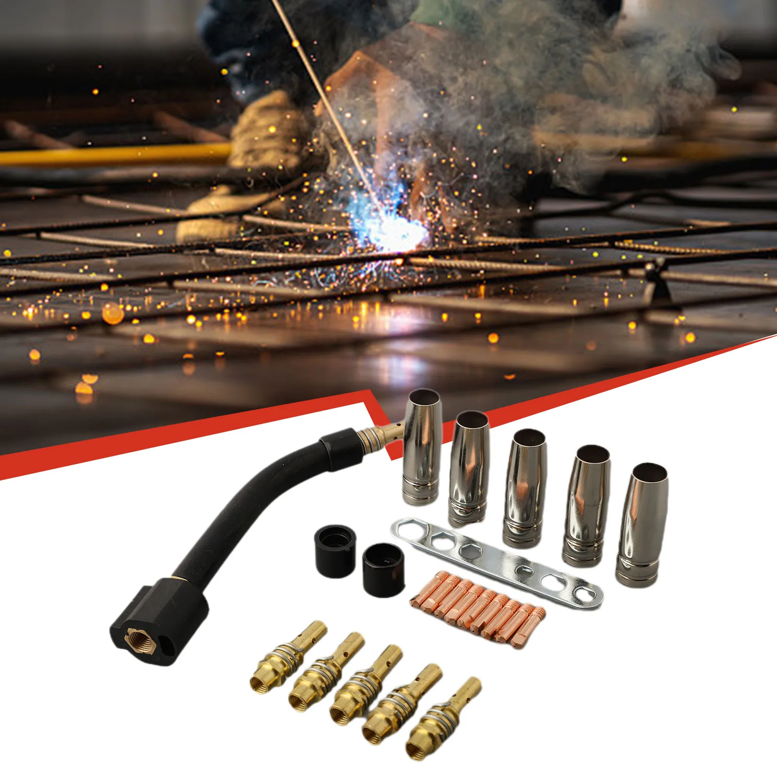 

Boost Your Welding Performance 24pcs 15AK MIGMAG M6 0 8 Welding Torch Contact Tip Holder Gas Nozzle Wear Parts
