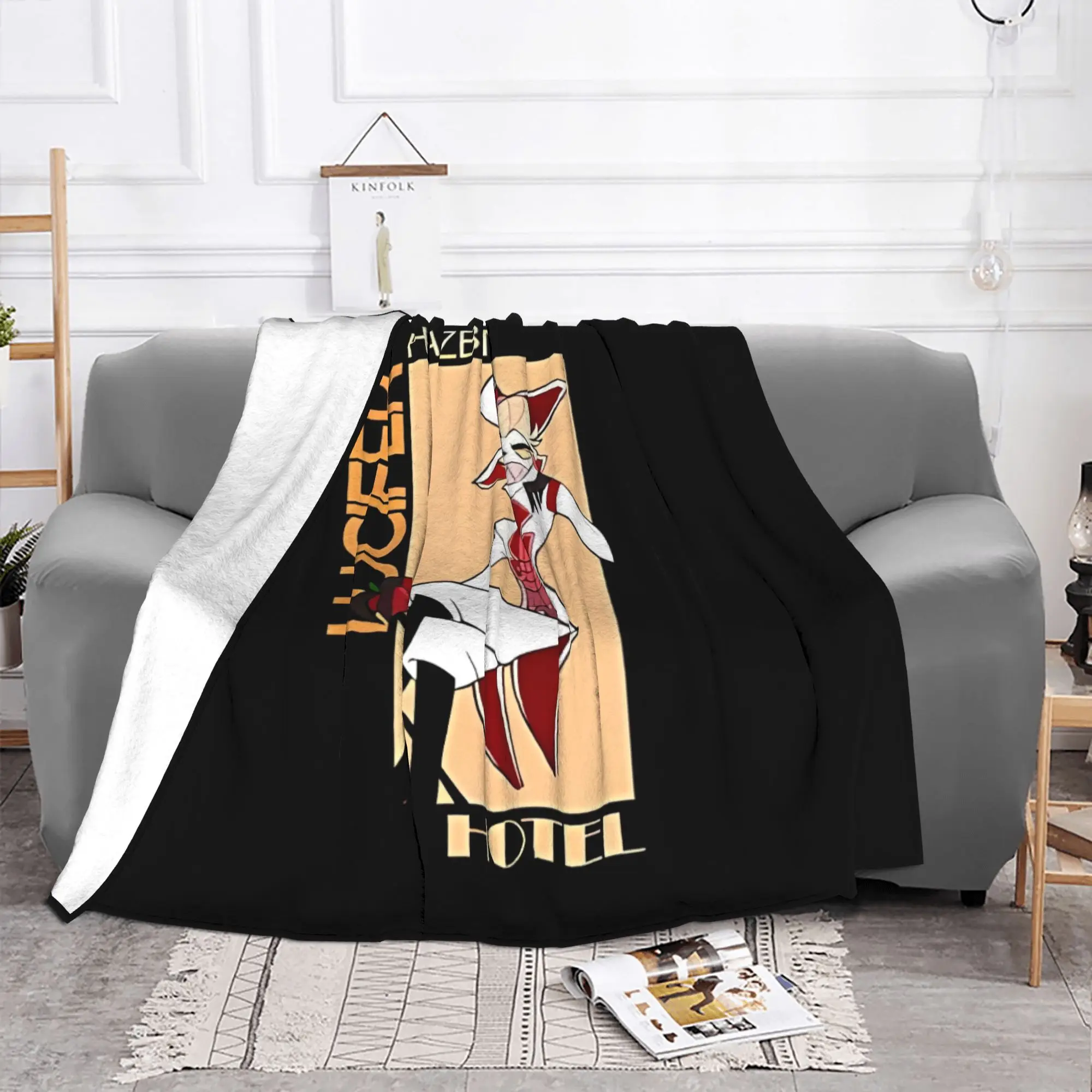 1PC home Cutecore Hazbin Hotel Lucifer Alastor  Blanket Super Cosy Plush Home Living Room Sofa halloween
