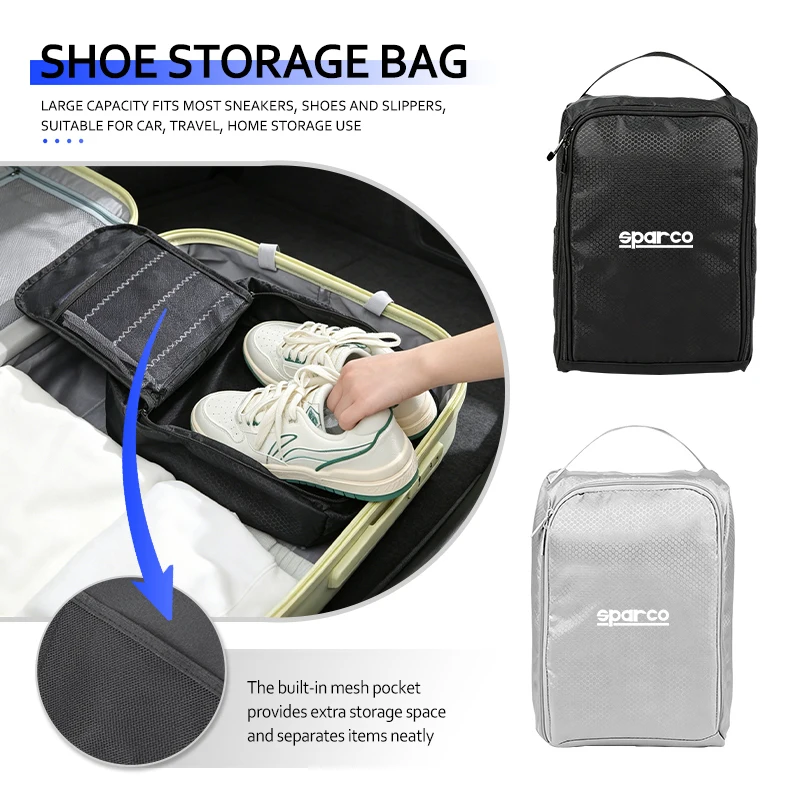 Bolsa de almacenamiento portátil para zapatillas de deporte, bolsas para zapatos con cremallera, accesorios para Sparco