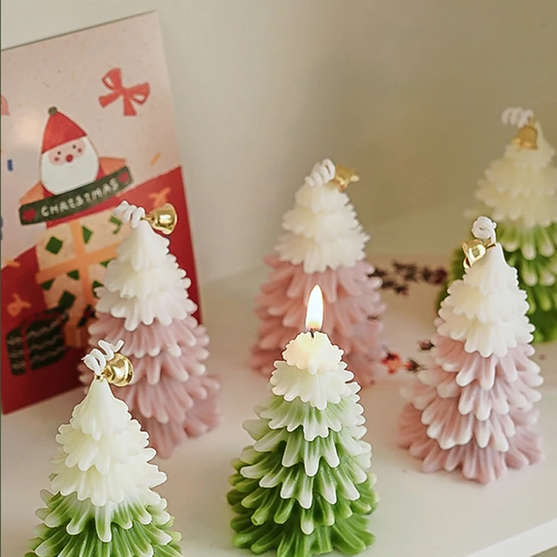 3D Xmas Tree Shaped Candle Christmas Aromatherapy Scented Candles Decoration for Home Navidad New Year Decor Friends Gifts