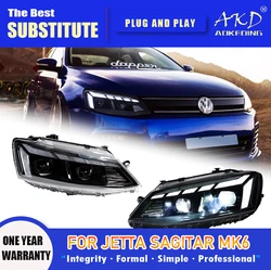 AKD Head Lamp for VW Jetta Sagitar MK6 LED Headlight 2011-2018 Headlights MK6 DRL Turn Signal High Beam Angel Eye Projector Lens