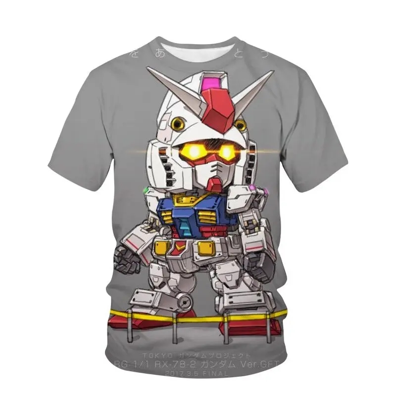 Summer Mobile Suit Gundam T Shirts Boys Girls Fashion Mens Womens Kids 3D Printed T Shirts Short Sleeves Casual Tops Clothing