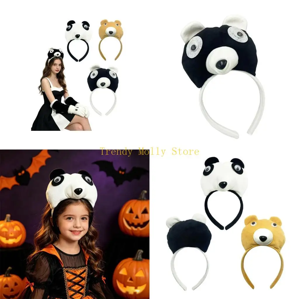 

N5KB Animal Ear Headband Soft Plush Hair Hoop Soft Bear Ears Headpiece Photoshoots Props For Women Girls