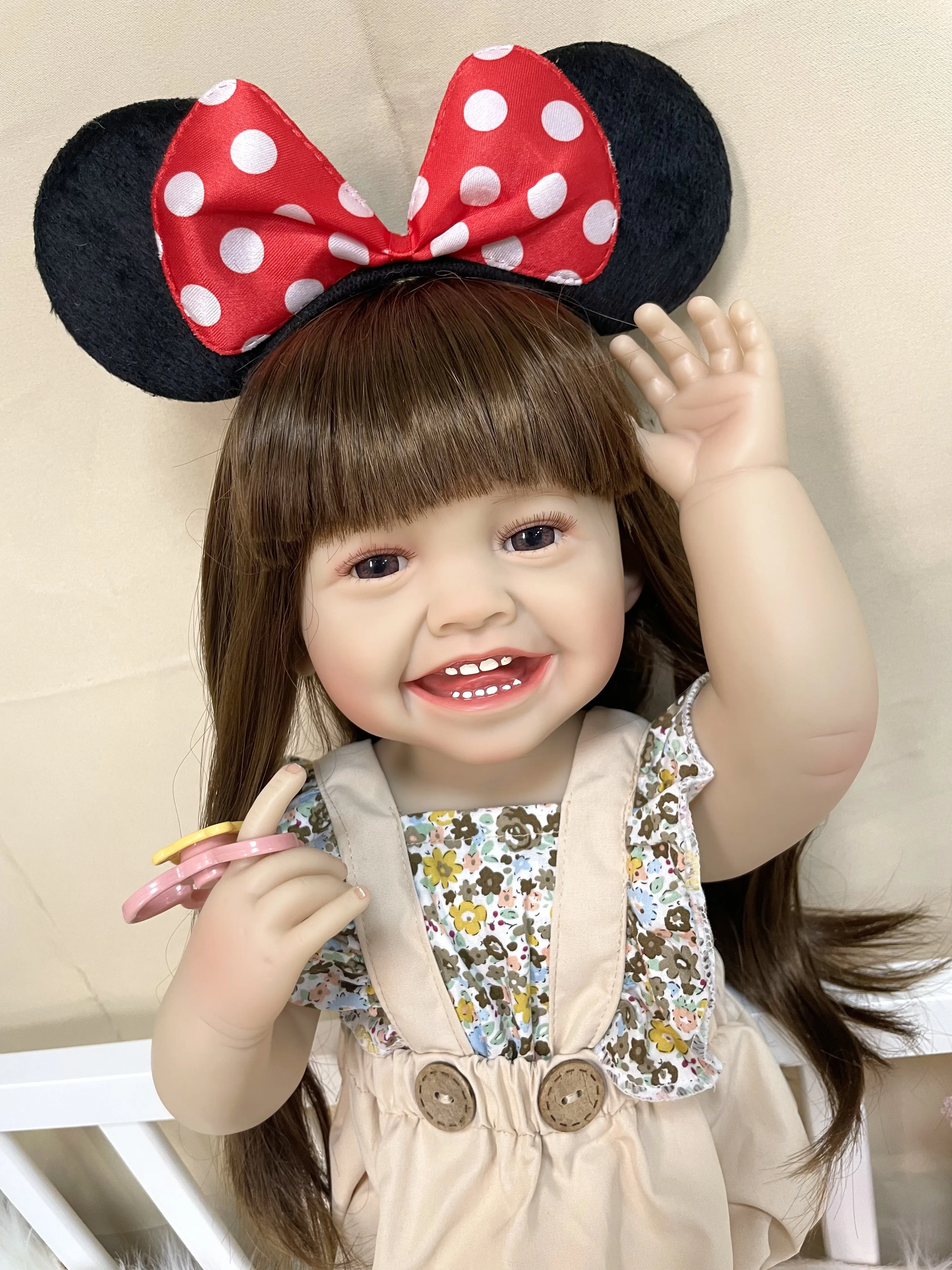 

Cokela 22Inch 55cm Realistic Baby Doll Cute Vinyl Doll Real Soft Touch Kid Toy Doll Hand-Rooted Hair Silicone Reborn Baby