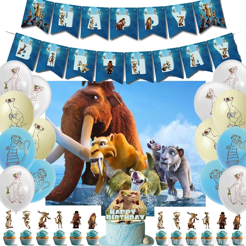 Cartoon Film Ice Age Verjaardagsfeestje Decoratie Buck Wilde Ballon Achtergrond Banner Party Supplise Baby Shower Kind Speelgoed