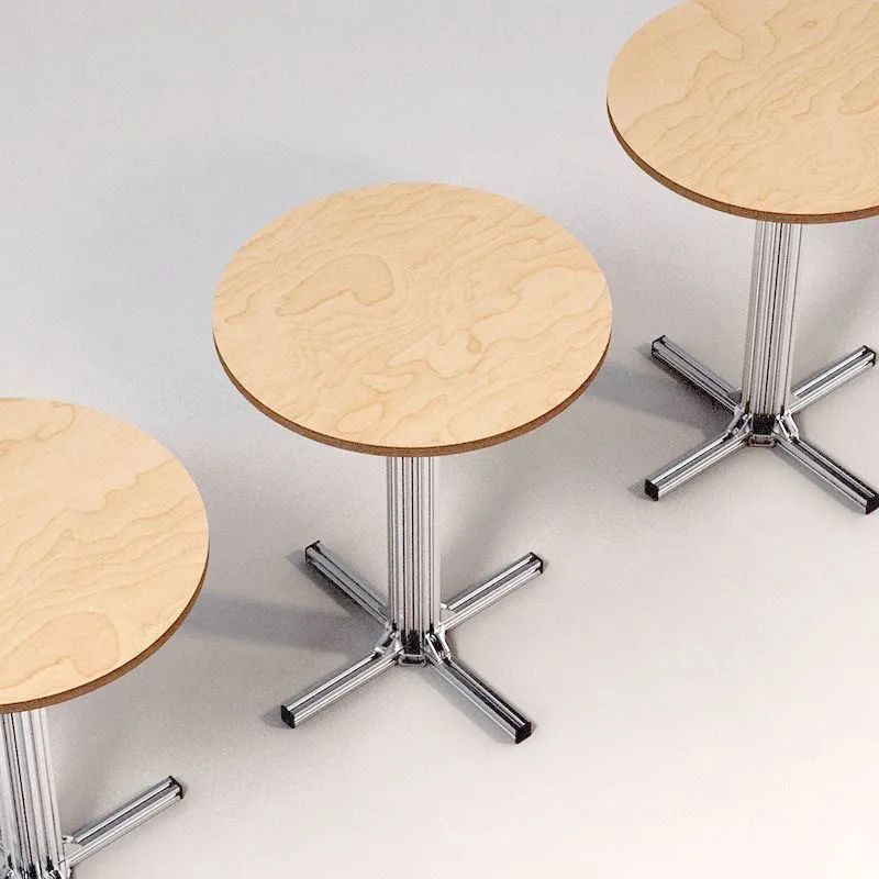 

!@Creative Durable Wood Round Coffee Table with Birch Marine Board Top Modern Industrial Style Living Room Furniture for Shop Us