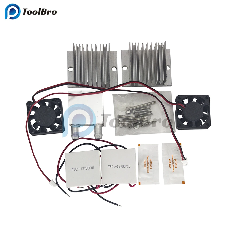 DIY Kit 60W DC 12V Peltier Cooler Semiconductor Refrigeration Cooling System Air Conditioner Water Cooling Head Fan TEC1-12706