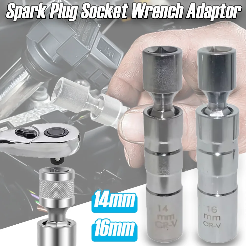 

14/16mm Spark Plug Socket Wrench Adaptor Flexible 360° Rotatable Magnetic Extension Socket Auto Wrench Repair Tools Accessories