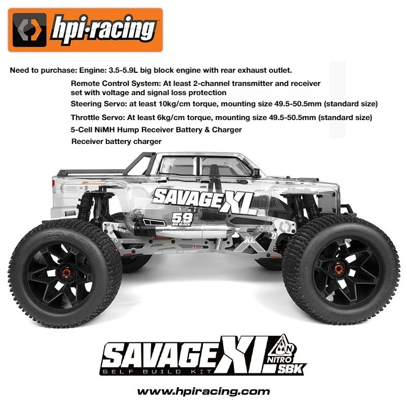 

HPI Savage XL 5.9 SBK Oil Powered 1/8 Remote Control Four-Wheel Drive Monster Truck Off-Road Vehicle Frame Version 160550