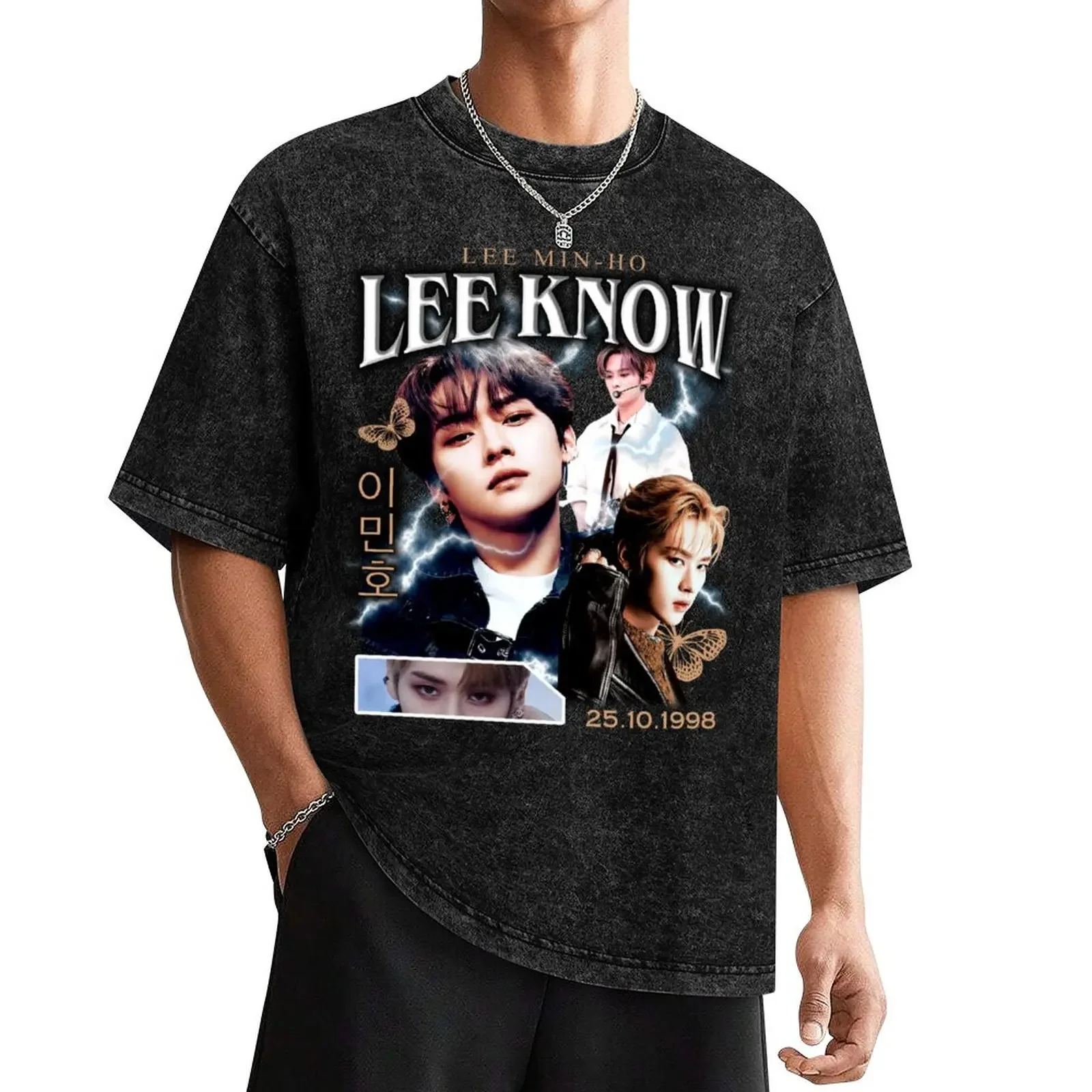 

LEE KNOW Shirt Vintage 90 Retro T Shirt Tee T-Shirt anime tshirt sports fans street wear quick drying t shirts for men pack